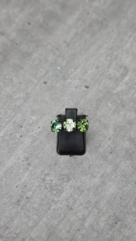 bague vintage noirec- trio pierre verte - strass brillant dégradé - ajustable - y2k