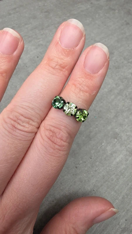bague vintage noirec- trio pierre verte - strass brillant dégradé - ajustable - y2k