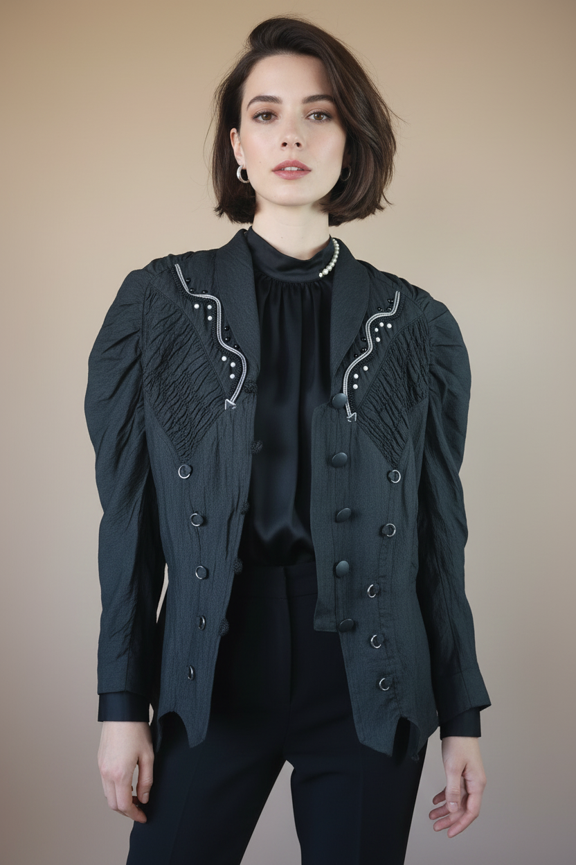 superbe veste noire - alternative -  gothique - taille unique convient 40 42 - très originale -  vintage