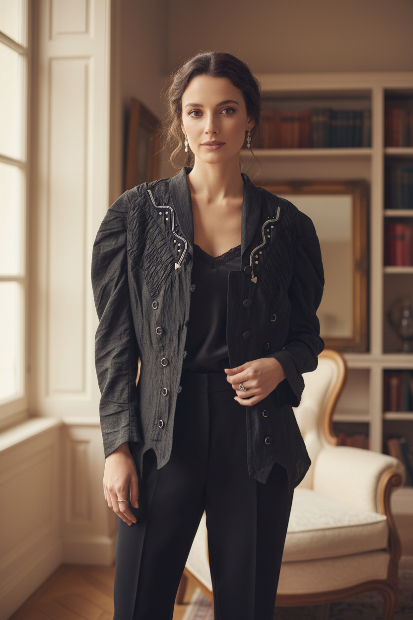 superbe veste noire - alternative -  gothique - taille unique convient 40 42 - très originale -  vintage